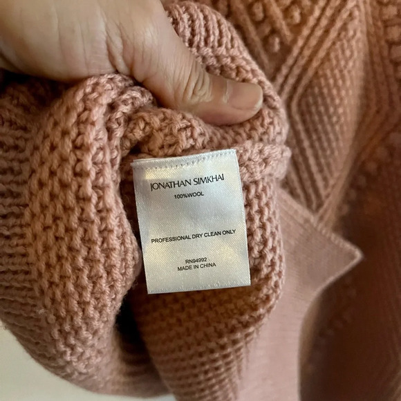 Jonathan Simkhai Cable Knit Pom Pom Sweater Antique Rose - Picture 8 of 8